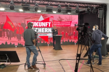 Digitales Streikzelt der IG Metall Aschaffenburg