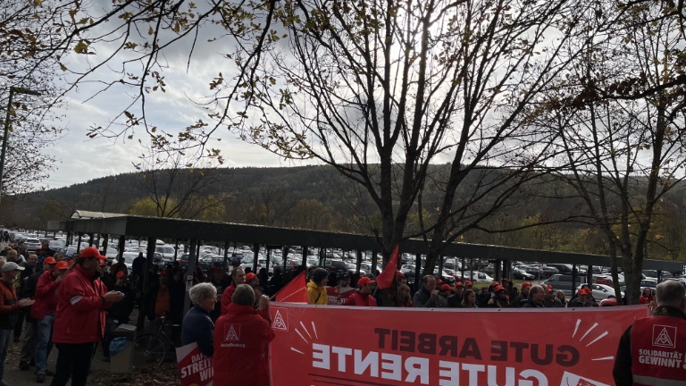Warnstreik bei Bosch Rexroth EDC in Lohr am 07.11. im Rahmen der Tarifrunde M+E 2022