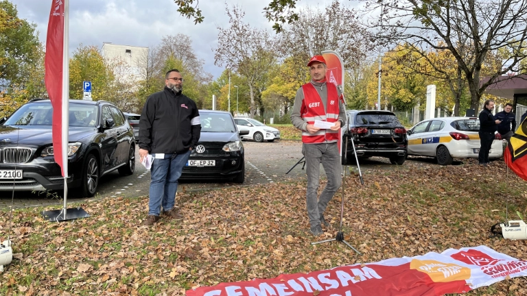 Warnstreik bei Bosch Rexroth EDC in Lohr am 07.11. im Rahmen der Tarifrunde M+E 2022
